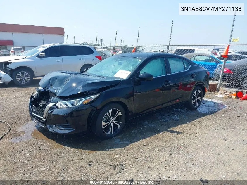 2021 Nissan Sentra Sv Xtronic Cvt VIN: 3N1AB8CV7MY271138 Lot: 40153645