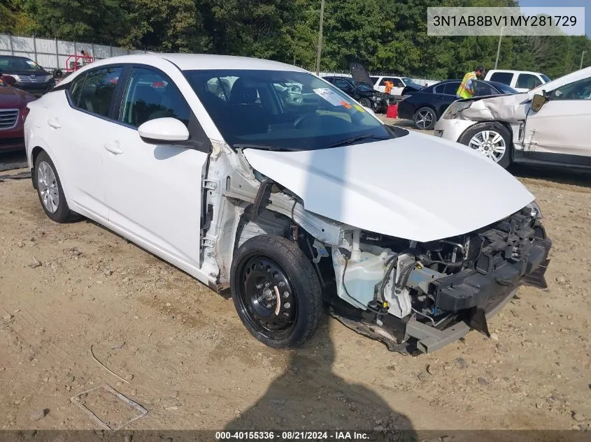 2021 Nissan Sentra S Xtronic Cvt VIN: 3N1AB8BV1MY281729 Lot: 40155336