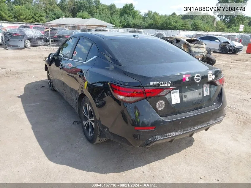 2021 Nissan Sentra Sv VIN: 3N1AB8CV9MY308478 Lot: 40167718