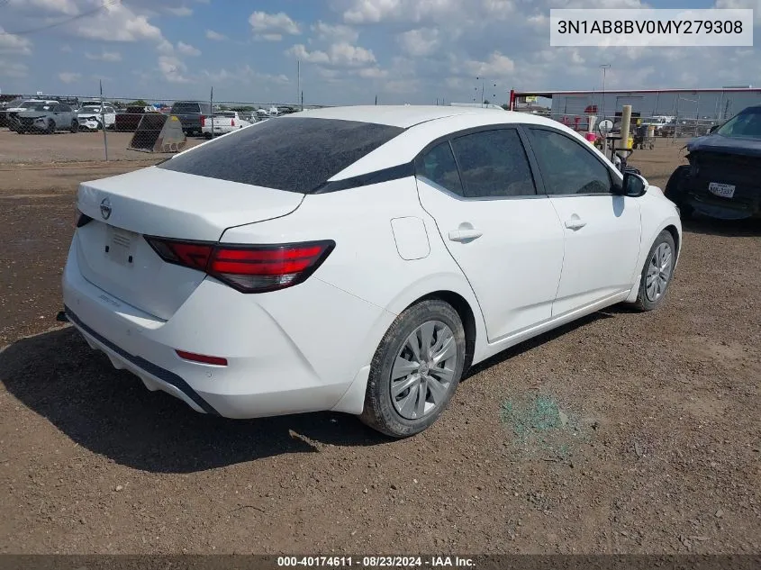 2021 Nissan Sentra S Xtronic Cvt VIN: 3N1AB8BV0MY279308 Lot: 40174611