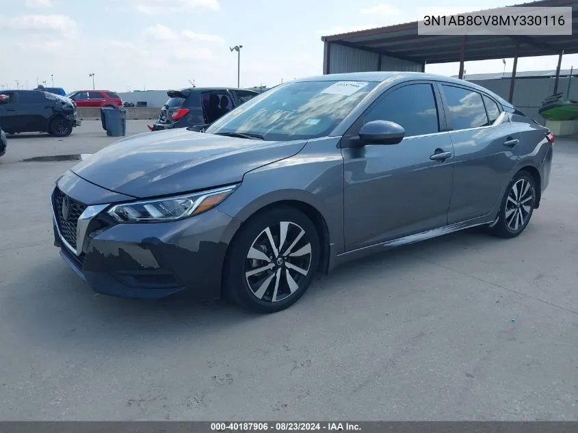 2021 Nissan Sentra Sv Xtronic Cvt VIN: 3N1AB8CV8MY330116 Lot: 40187906