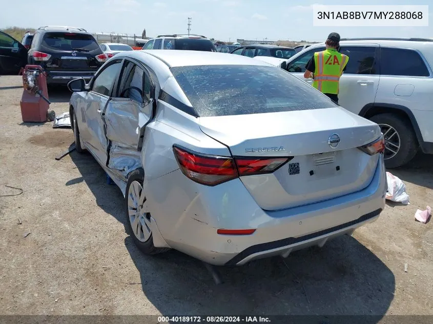 2021 Nissan Sentra S Xtronic Cvt VIN: 3N1AB8BV7MY288068 Lot: 40189172