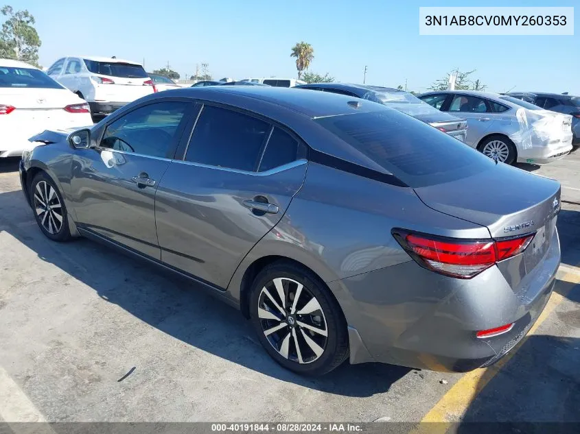 2021 Nissan Sentra Sv Xtronic Cvt VIN: 3N1AB8CV0MY260353 Lot: 40191844