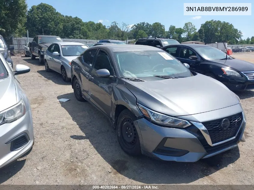 2021 Nissan Sentra S Xtronic Cvt VIN: 3N1AB8BV8MY286989 Lot: 40202664