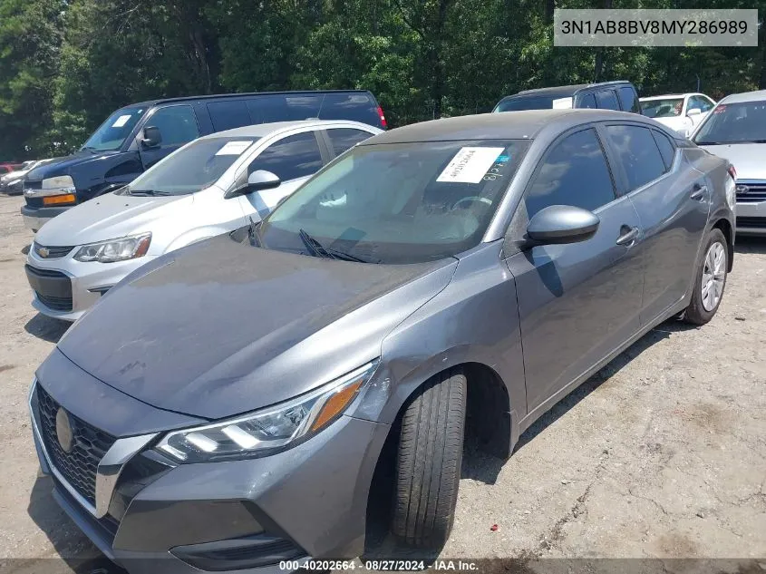 2021 Nissan Sentra S Xtronic Cvt VIN: 3N1AB8BV8MY286989 Lot: 40202664