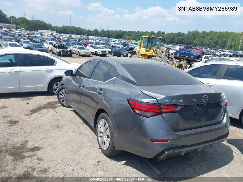 2021 Nissan Sentra S Xtronic Cvt VIN: 3N1AB8BV8MY286989 Lot: 40202664