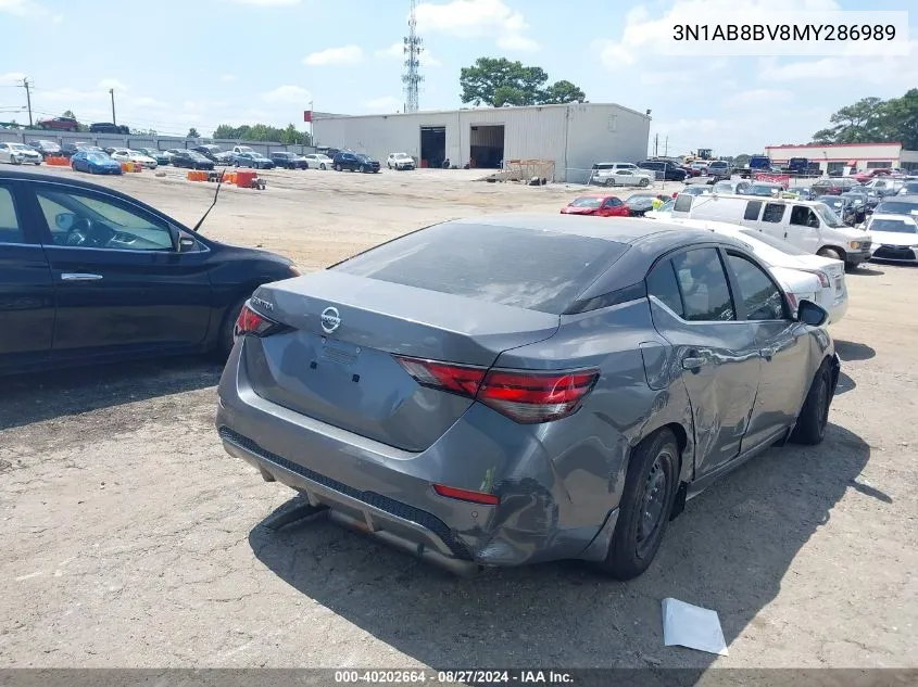 2021 Nissan Sentra S Xtronic Cvt VIN: 3N1AB8BV8MY286989 Lot: 40202664