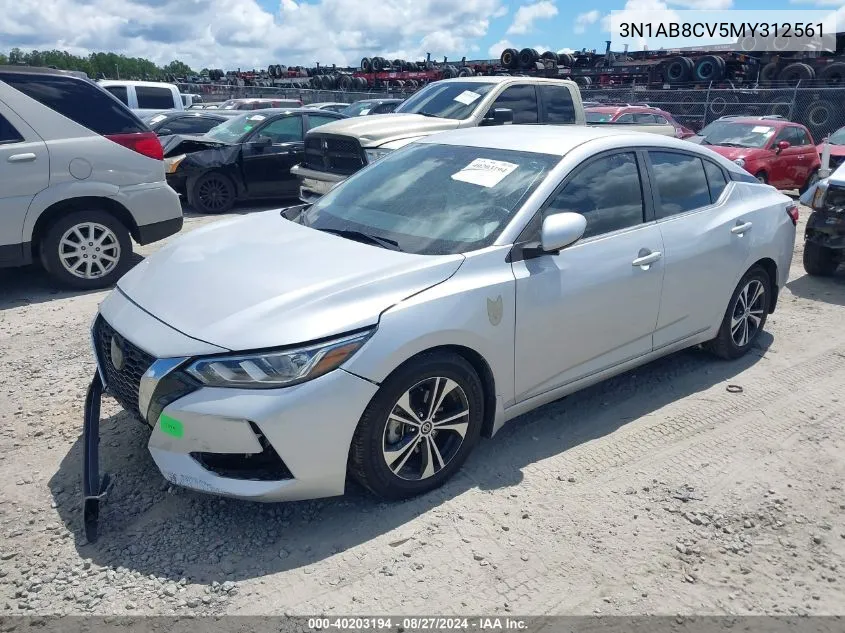 2021 Nissan Sentra Sv Xtronic Cvt VIN: 3N1AB8CV5MY312561 Lot: 40203194