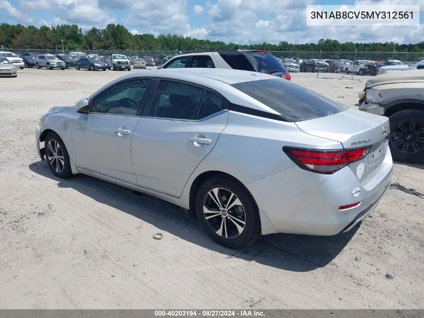 2021 Nissan Sentra Sv Xtronic Cvt VIN: 3N1AB8CV5MY312561 Lot: 40203194