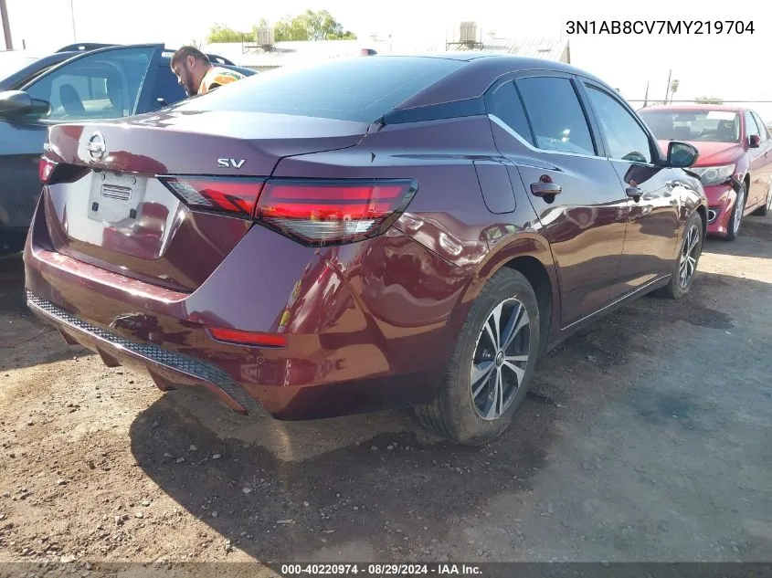 2021 Nissan Sentra Sv Xtronic Cvt VIN: 3N1AB8CV7MY219704 Lot: 40220974