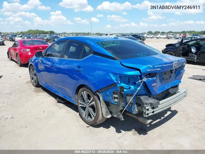 2021 Nissan Sentra Sr Xtronic Cvt VIN: 3N1AB8DV6MY246911 Lot: 40223113