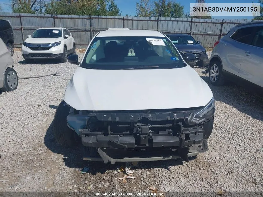 2021 Nissan Sentra Sr Xtronic Cvt VIN: 3N1AB8DV4MY250195 Lot: 40234569