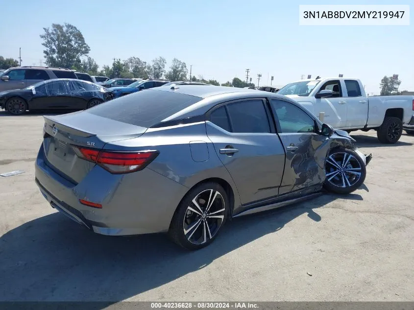 2021 Nissan Sentra Sr Xtronic Cvt VIN: 3N1AB8DV2MY219947 Lot: 40236628