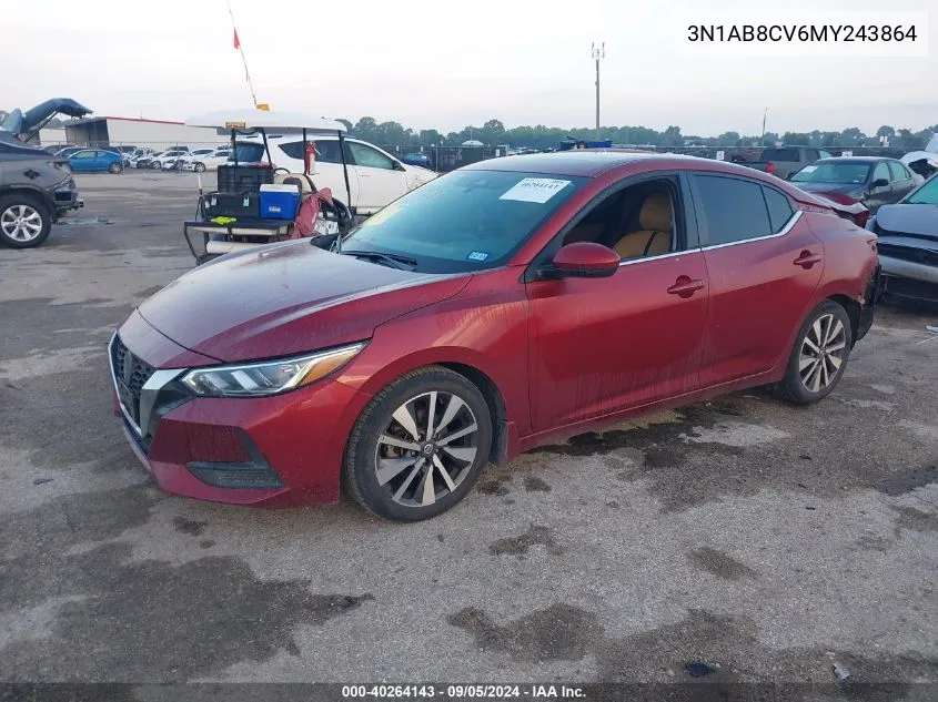 2021 Nissan Sentra Sv Xtronic Cvt VIN: 3N1AB8CV6MY243864 Lot: 40264143