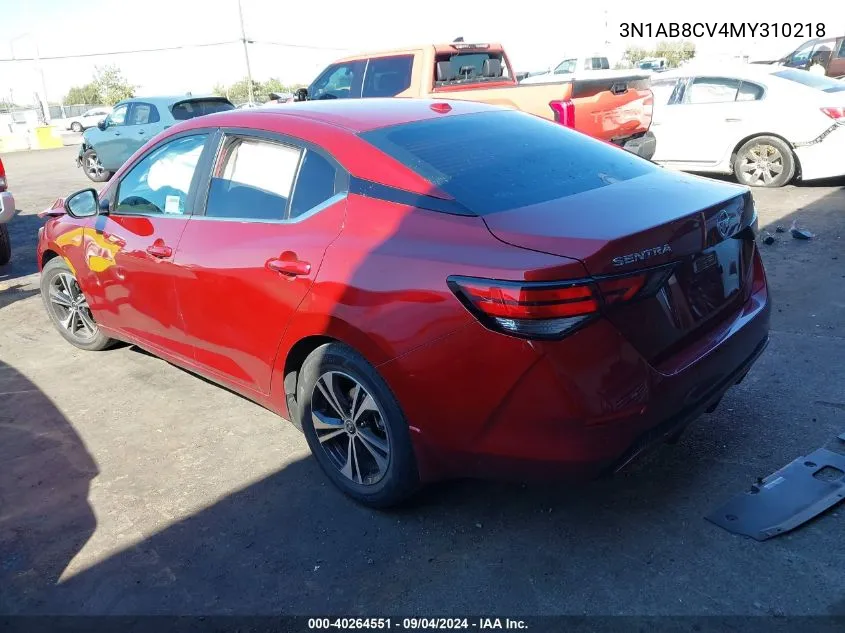 2021 Nissan Sentra Sv Xtronic Cvt VIN: 3N1AB8CV4MY310218 Lot: 40264551