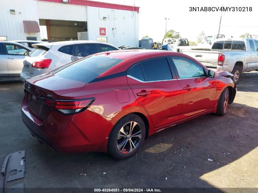 2021 Nissan Sentra Sv Xtronic Cvt VIN: 3N1AB8CV4MY310218 Lot: 40264551