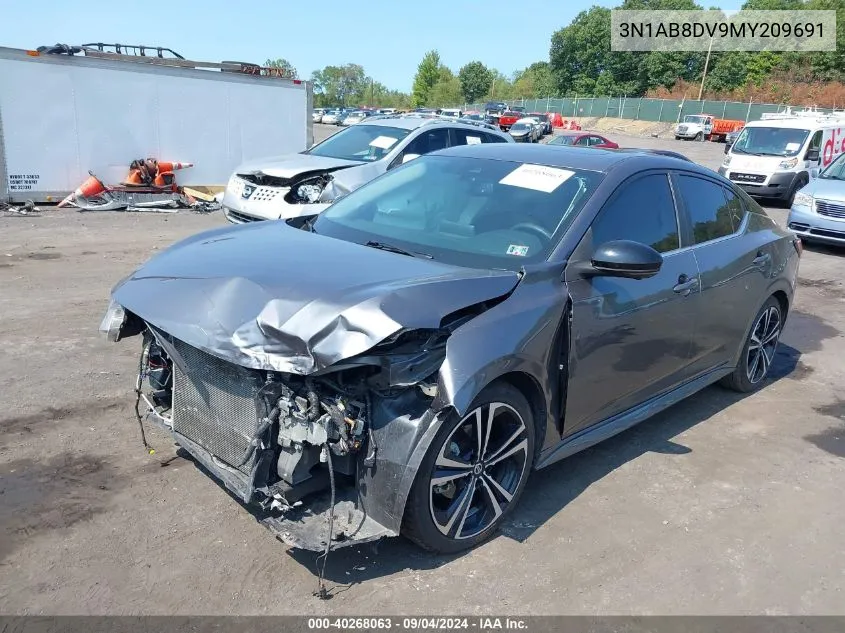 2021 Nissan Sentra Sr Xtronic Cvt VIN: 3N1AB8DV9MY209691 Lot: 40268063