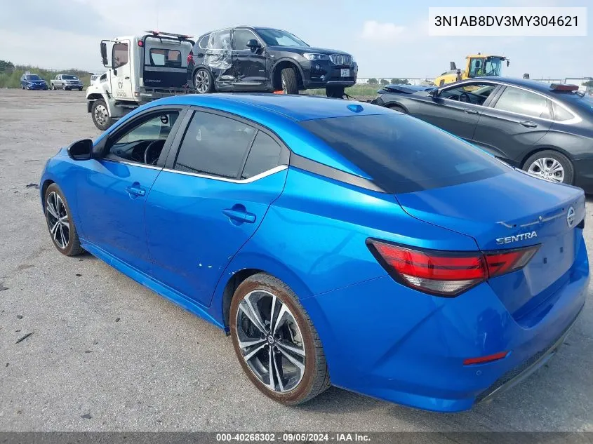 2021 Nissan Sentra Sr Xtronic Cvt VIN: 3N1AB8DV3MY304621 Lot: 40268302