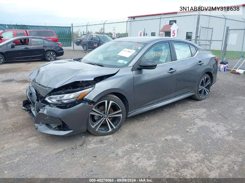 2021 Nissan Sentra Sr Xtronic Cvt VIN: 3N1AB8DV2MY318638 Lot: 40278063