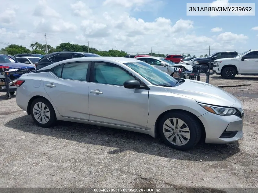 2021 Nissan Sentra S VIN: 3N1AB8BV3MY239692 Lot: 40278531