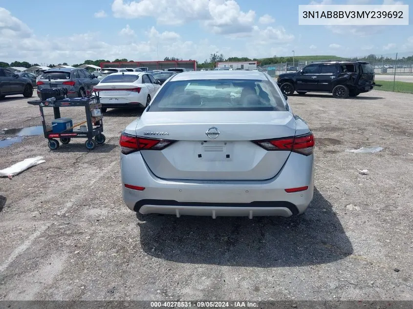 2021 Nissan Sentra S VIN: 3N1AB8BV3MY239692 Lot: 40278531