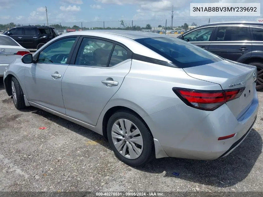 2021 Nissan Sentra S VIN: 3N1AB8BV3MY239692 Lot: 40278531