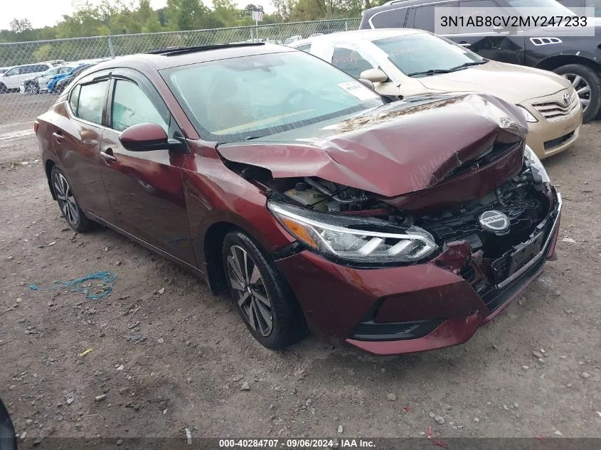 2021 Nissan Sentra Sv VIN: 3N1AB8CV2MY247233 Lot: 40284707