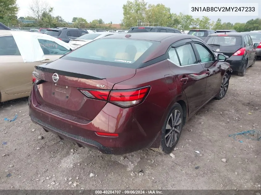 2021 Nissan Sentra Sv VIN: 3N1AB8CV2MY247233 Lot: 40284707