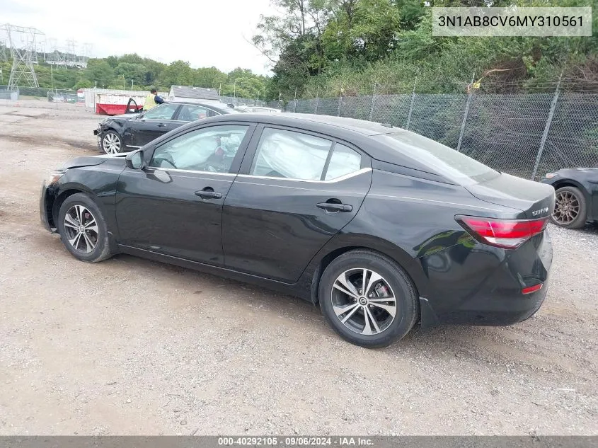 2021 Nissan Sentra Sv Xtronic Cvt VIN: 3N1AB8CV6MY310561 Lot: 40292105