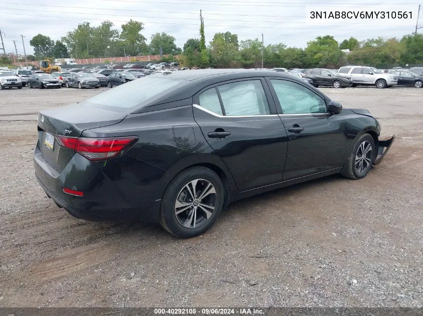 2021 Nissan Sentra Sv Xtronic Cvt VIN: 3N1AB8CV6MY310561 Lot: 40292105