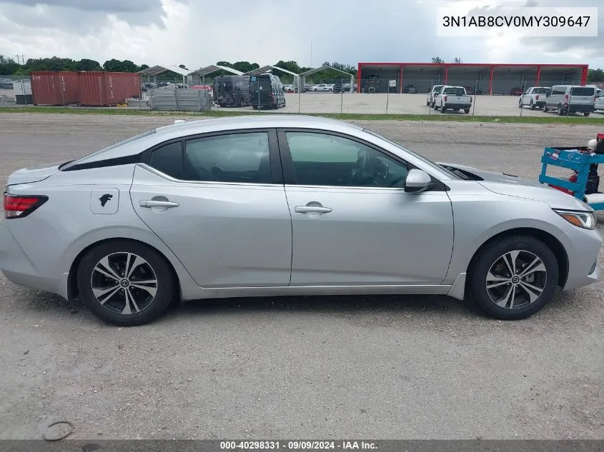 2021 Nissan Sentra Sv Xtronic Cvt VIN: 3N1AB8CV0MY309647 Lot: 40298331