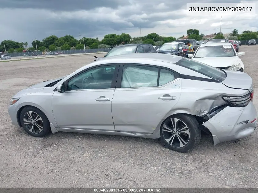 2021 Nissan Sentra Sv Xtronic Cvt VIN: 3N1AB8CV0MY309647 Lot: 40298331