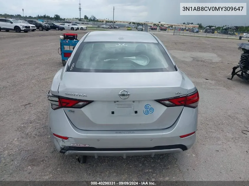 2021 Nissan Sentra Sv Xtronic Cvt VIN: 3N1AB8CV0MY309647 Lot: 40298331