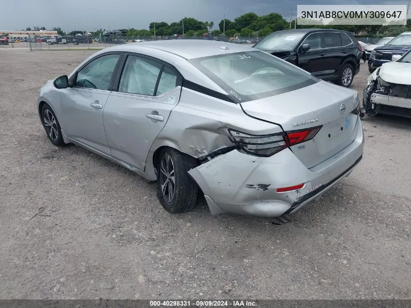 2021 Nissan Sentra Sv Xtronic Cvt VIN: 3N1AB8CV0MY309647 Lot: 40298331