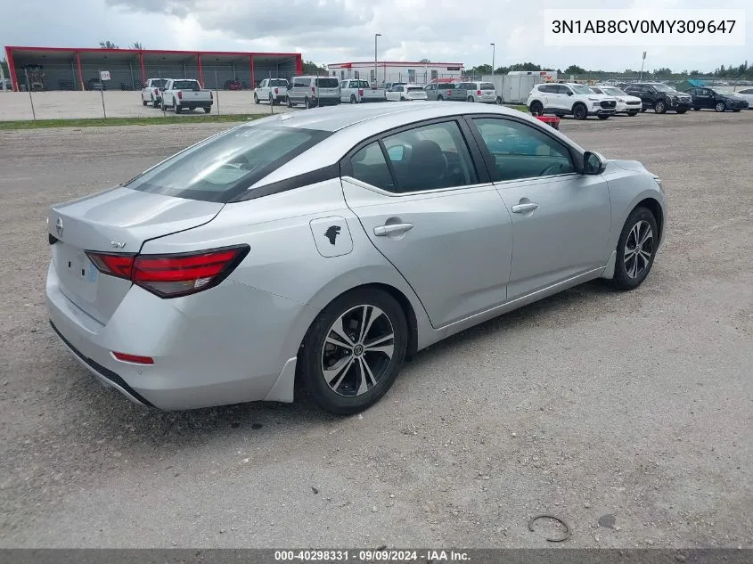 2021 Nissan Sentra Sv Xtronic Cvt VIN: 3N1AB8CV0MY309647 Lot: 40298331