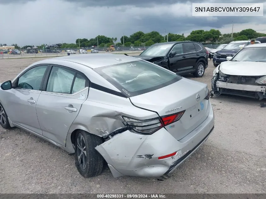 2021 Nissan Sentra Sv Xtronic Cvt VIN: 3N1AB8CV0MY309647 Lot: 40298331