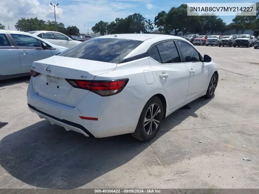 2021 Nissan Sentra Sv Xtronic Cvt VIN: 3N1AB8CV7MY214227 Lot: 40306422