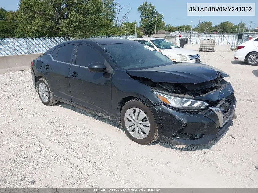 2021 Nissan Sentra S Xtronic Cvt VIN: 3N1AB8BV0MY241352 Lot: 40320322