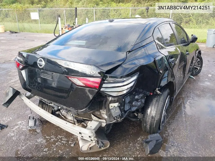 2021 Nissan Sentra Sv Xtronic Cvt VIN: 3N1AB8CV4MY214251 Lot: 40326845