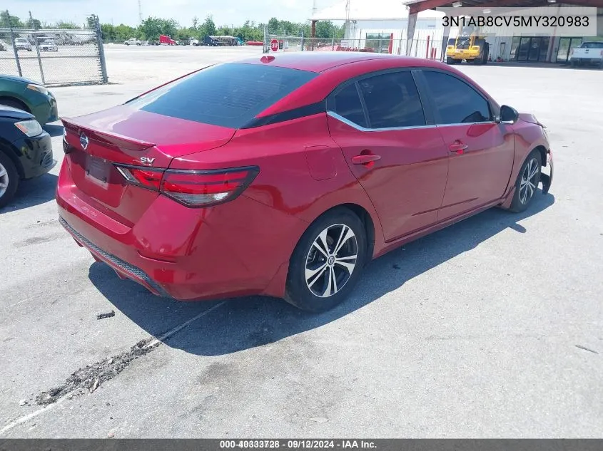 2021 Nissan Sentra Sv Xtronic Cvt VIN: 3N1AB8CV5MY320983 Lot: 40333728