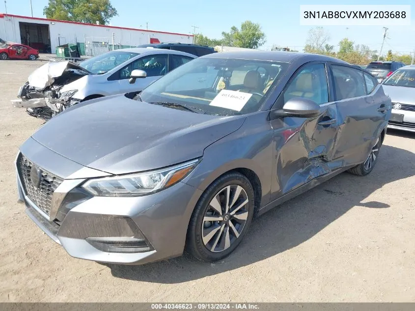 2021 Nissan Sentra Sv Xtronic Cvt VIN: 3N1AB8CVXMY203688 Lot: 40346623