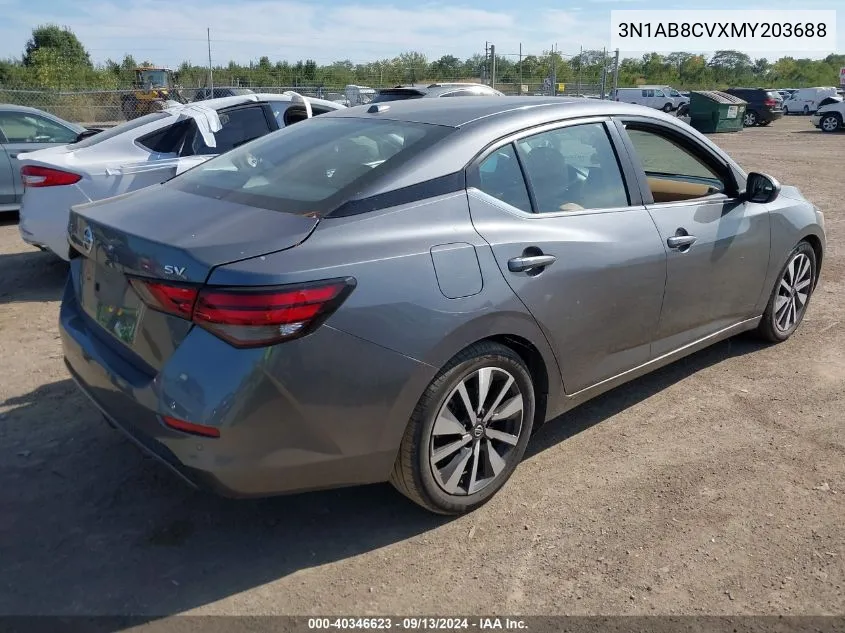 2021 Nissan Sentra Sv Xtronic Cvt VIN: 3N1AB8CVXMY203688 Lot: 40346623