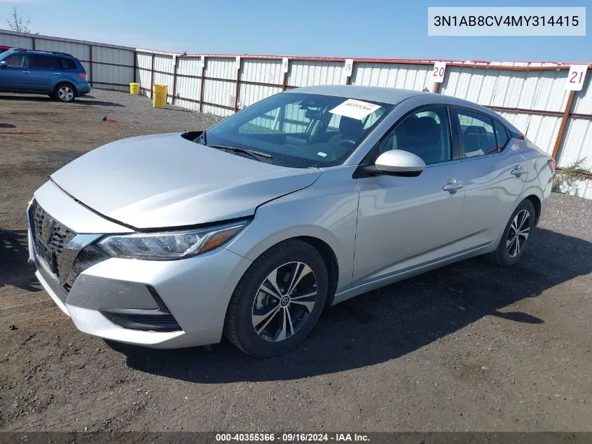 2021 Nissan Sentra Sv Xtronic Cvt VIN: 3N1AB8CV4MY314415 Lot: 40355366