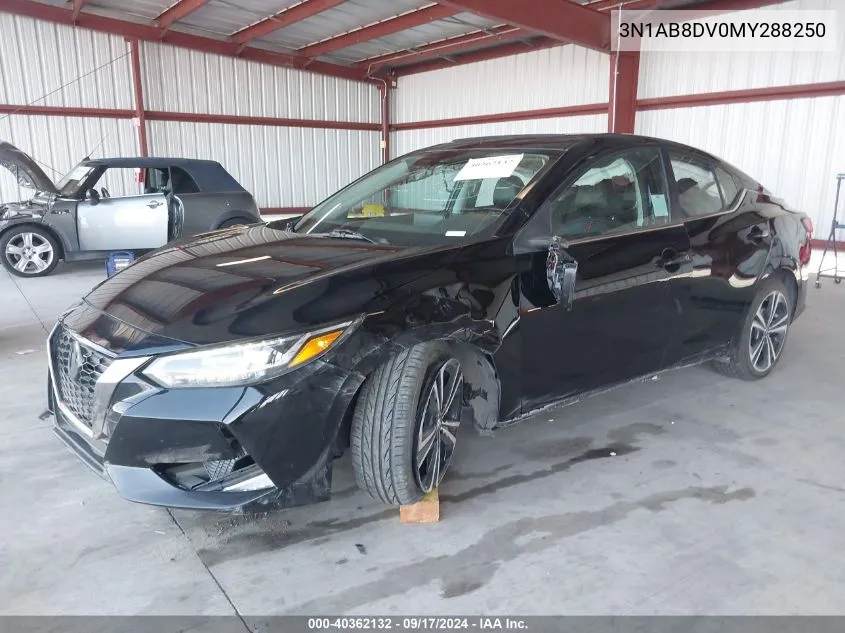 2021 Nissan Sentra Sr Xtronic Cvt VIN: 3N1AB8DV0MY288250 Lot: 40362132