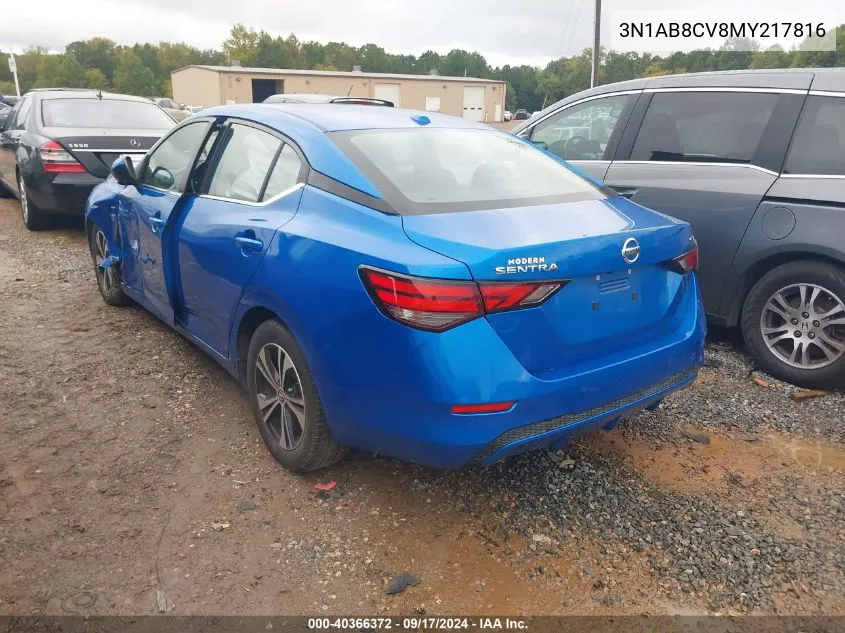 2021 Nissan Sentra Sv Xtronic Cvt VIN: 3N1AB8CV8MY217816 Lot: 40366372