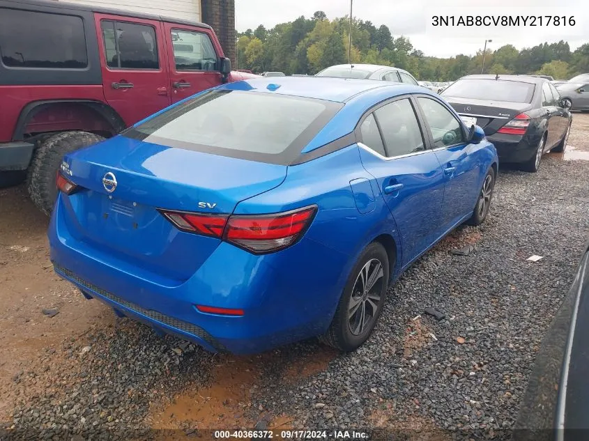 2021 Nissan Sentra Sv Xtronic Cvt VIN: 3N1AB8CV8MY217816 Lot: 40366372