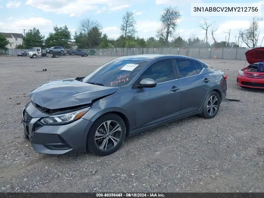 2021 Nissan Sentra Sv Xtronic Cvt VIN: 3N1AB8CV2MY212756 Lot: 40376447