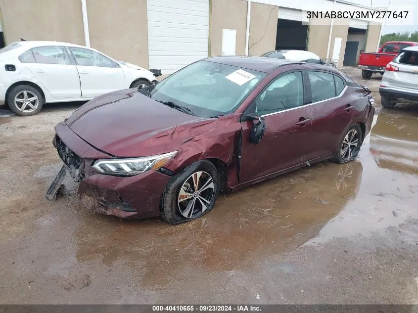 2021 Nissan Sentra Sv Xtronic Cvt VIN: 3N1AB8CV3MY277647 Lot: 40410655