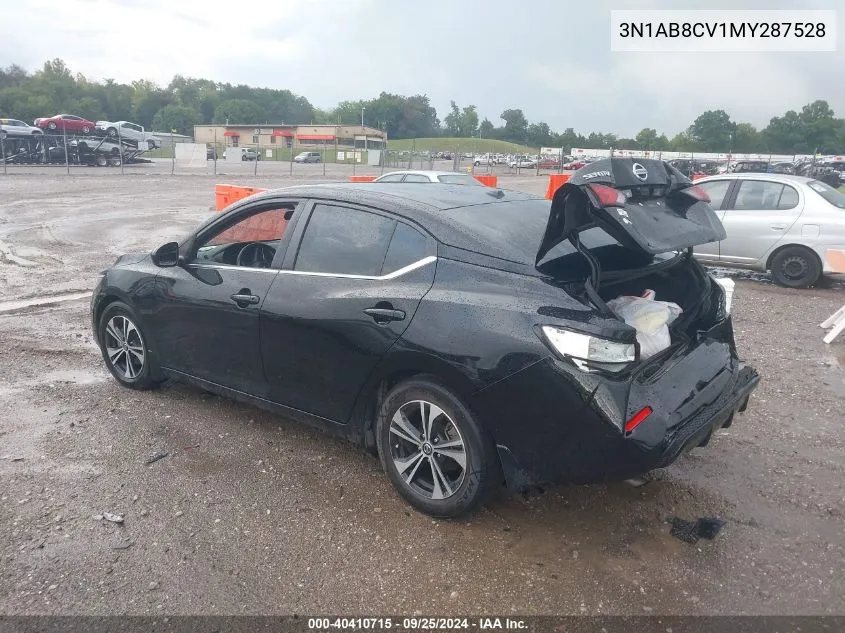 2021 Nissan Sentra Sv Xtronic Cvt VIN: 3N1AB8CV1MY287528 Lot: 40410715