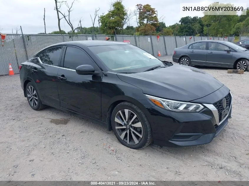 2021 Nissan Sentra Sv VIN: 3N1AB8CV6MY203669 Lot: 40413021